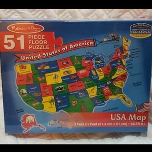 Melissa & Doug 51 Piece Floor Map Puzzle United States Brand New